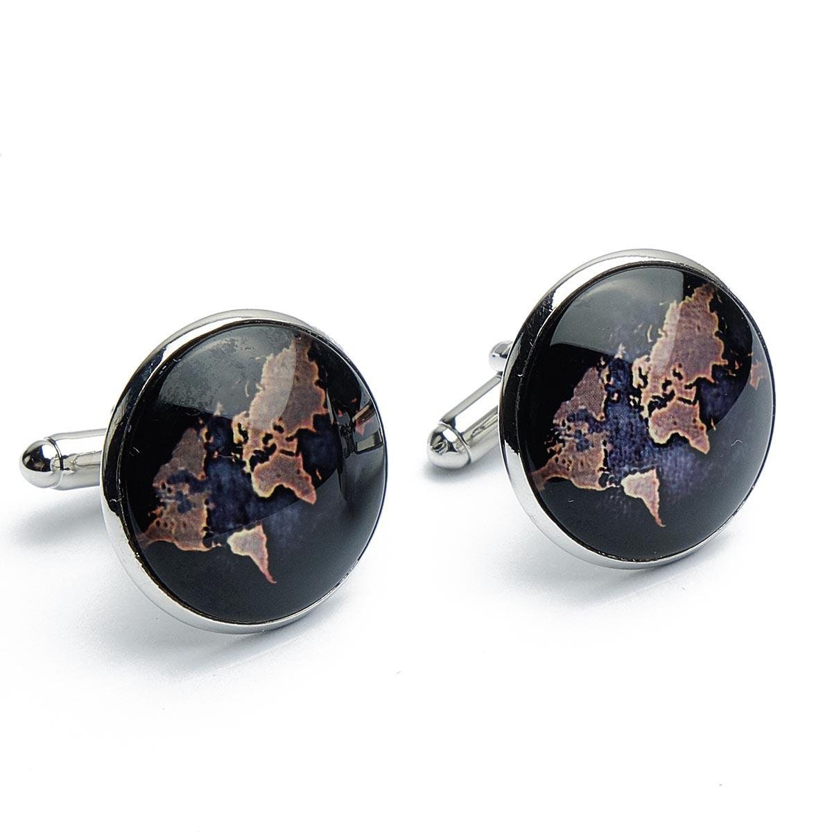 Cufflinks - World Map Brown