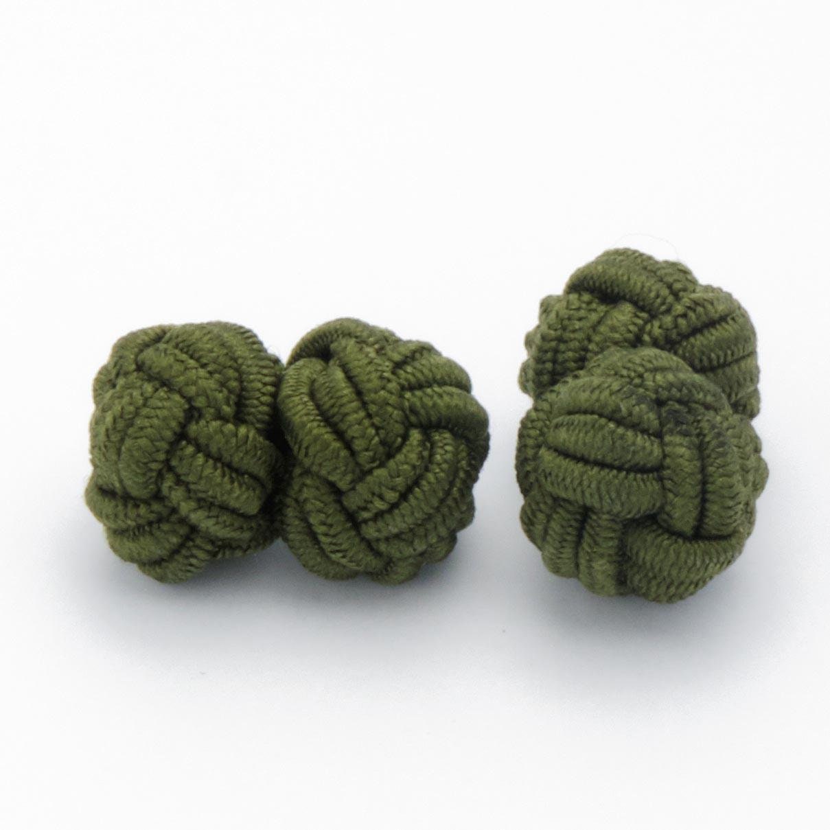 Cufflinks - Silk Button Green Army Green Armygreen