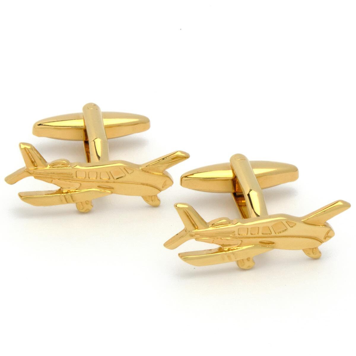 Cufflinks - Airplane Sport Plane Piper Golden