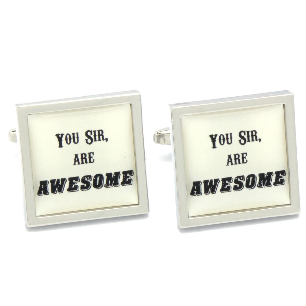 Cufflinks - You Sir Are Awesome Text White Black
