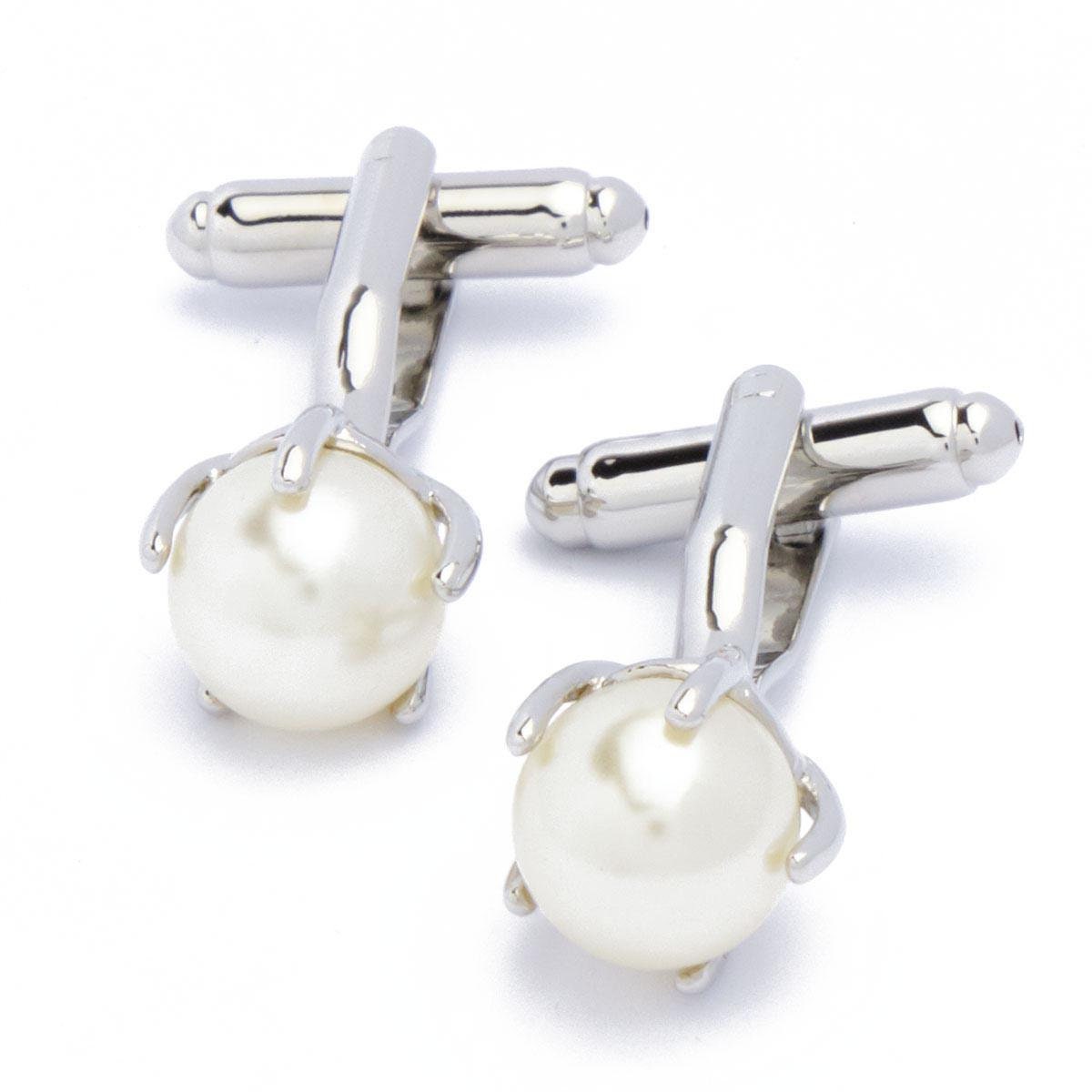 Cufflinks - Pearl in Silver Holder