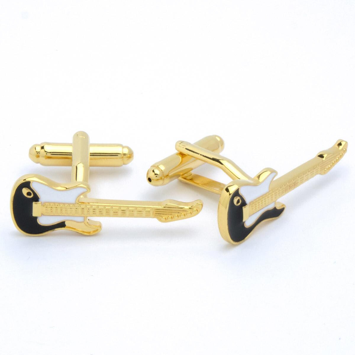 Cufflinks - Guitar Black and White with Gold