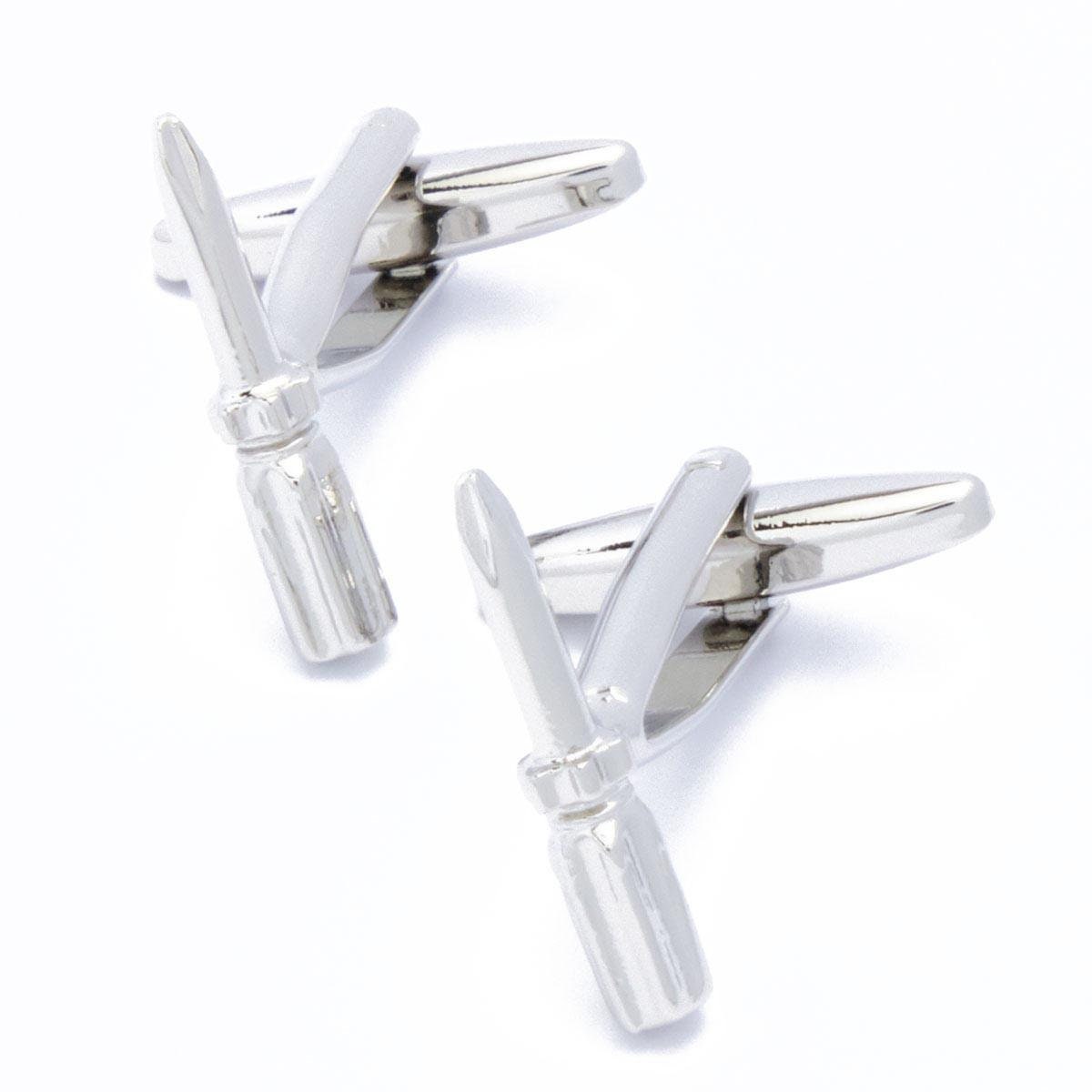 Cufflinks - Screwdrivers Phillips Head Silver