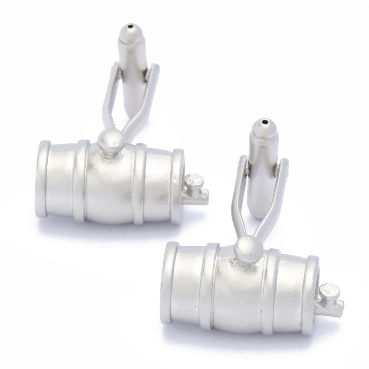 Cufflinks - Wooden Beer Keg Oktoberfest Silver