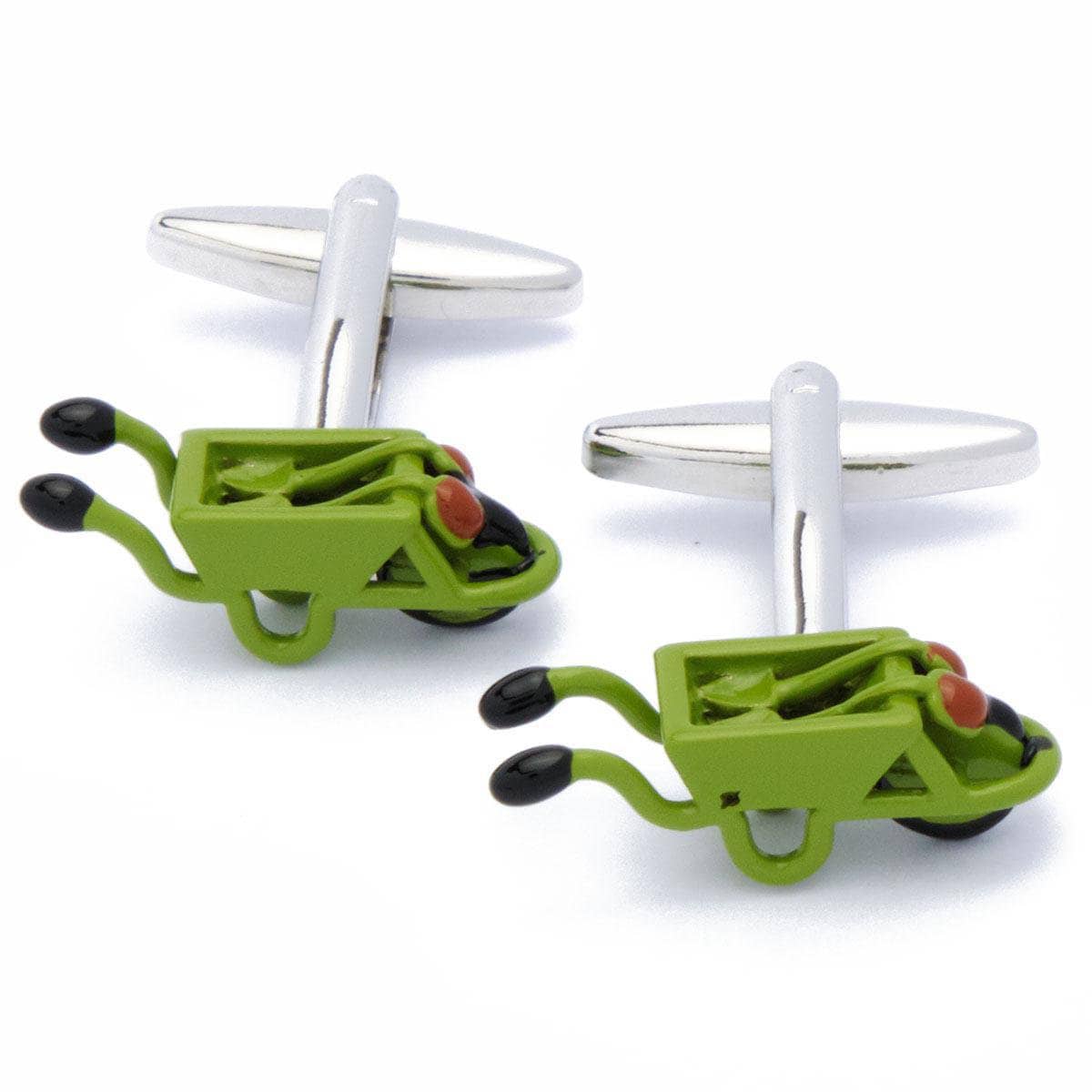 Cufflinks - Wheelbarrow Gardening Construction Green
