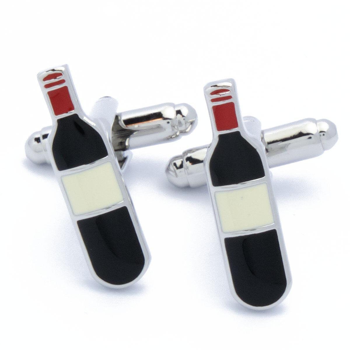 Cufflinks - Wine bottles Silver Black and Red