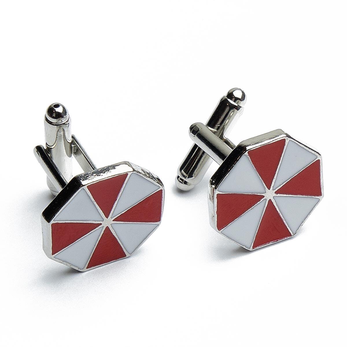 Cufflinks - Enamel Red with White