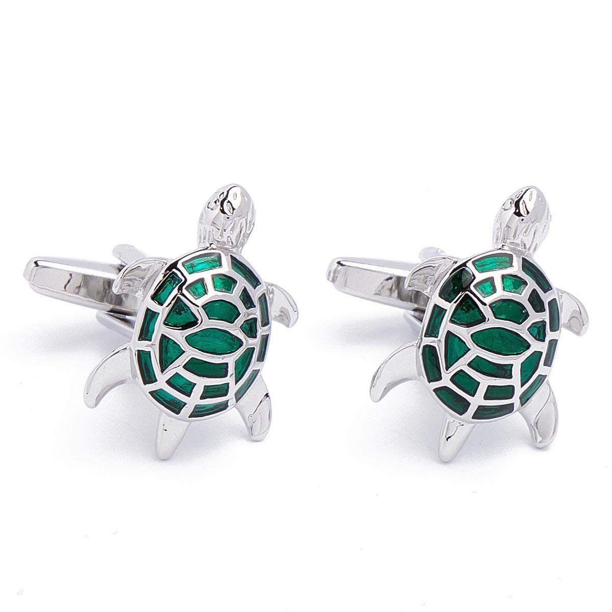 Cufflinks - Turtle Green Turqoise Shiny