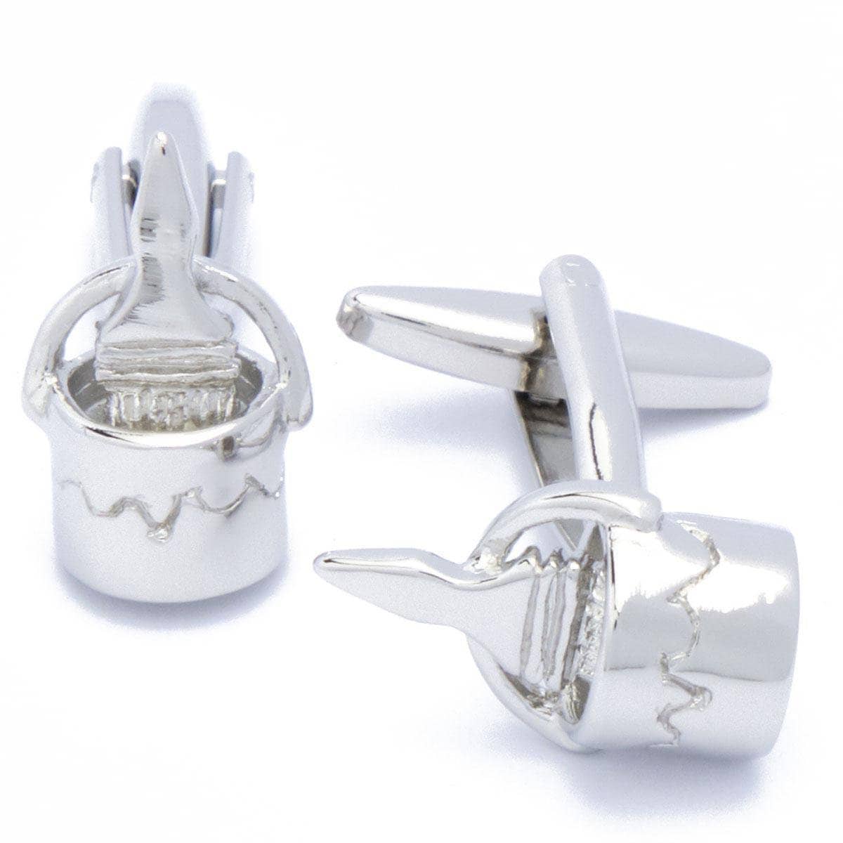 Cufflinks - Brush in Paint can Painter Silver