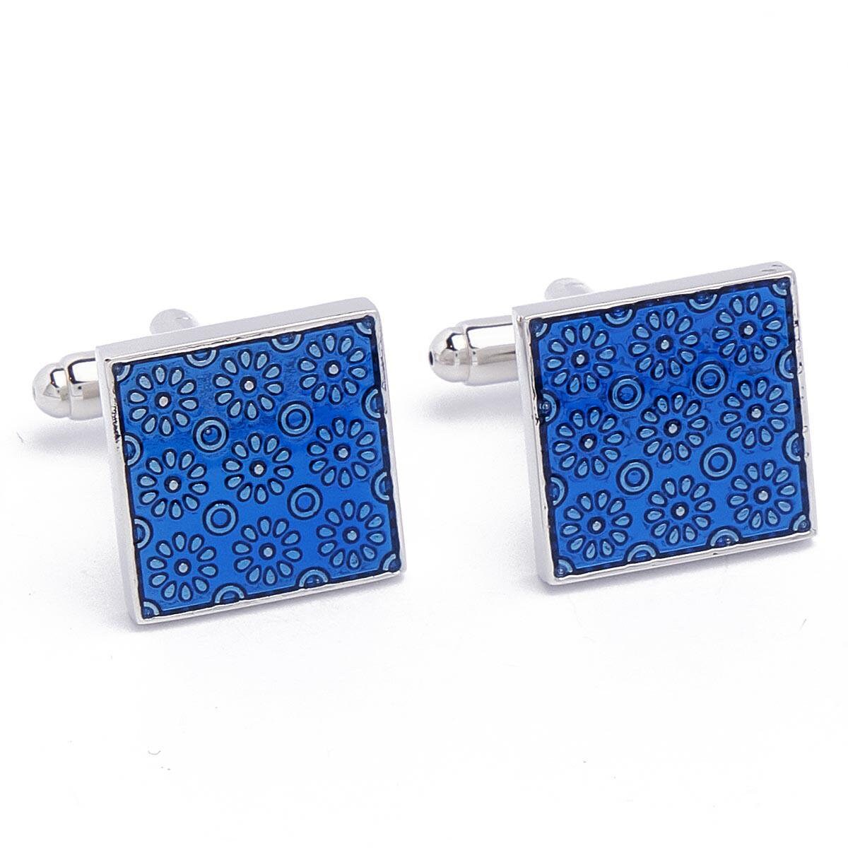 Cufflinks - Flower Blue Forget-me-not Myosotis Square