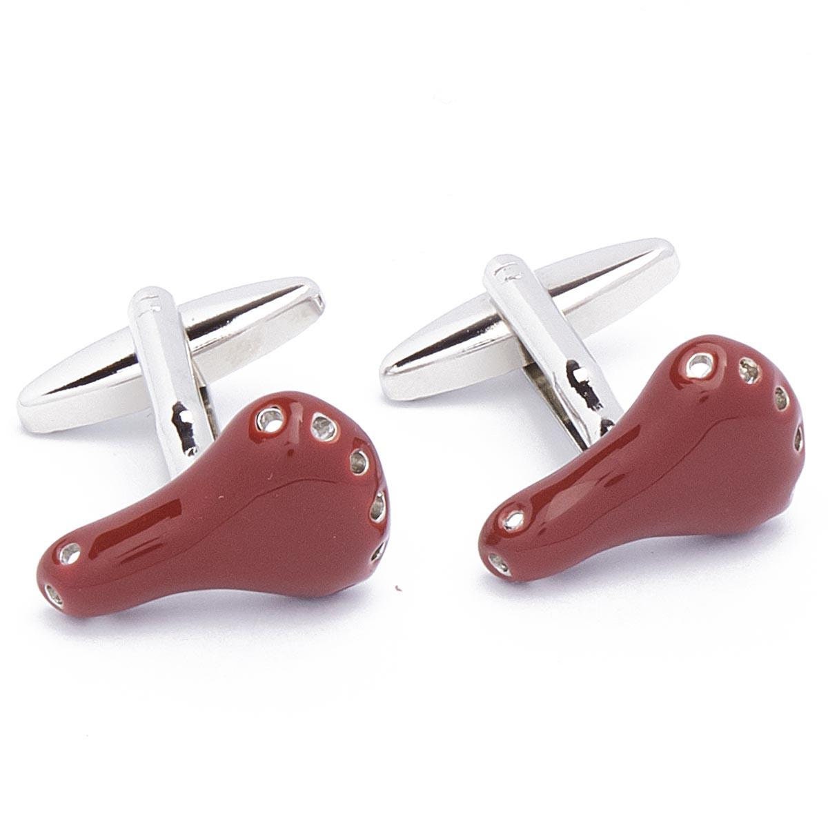 Cufflinks - Saddle Bicycle saddle Red Brown