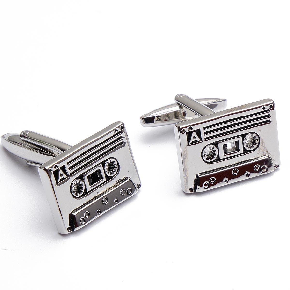 Cufflinks - Cassette tape Audio tape Walkman Silver
