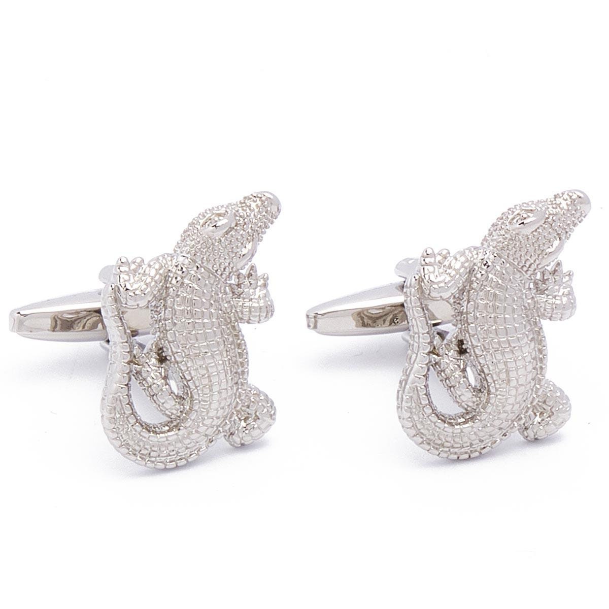 Cufflinks - Crocodile Silver