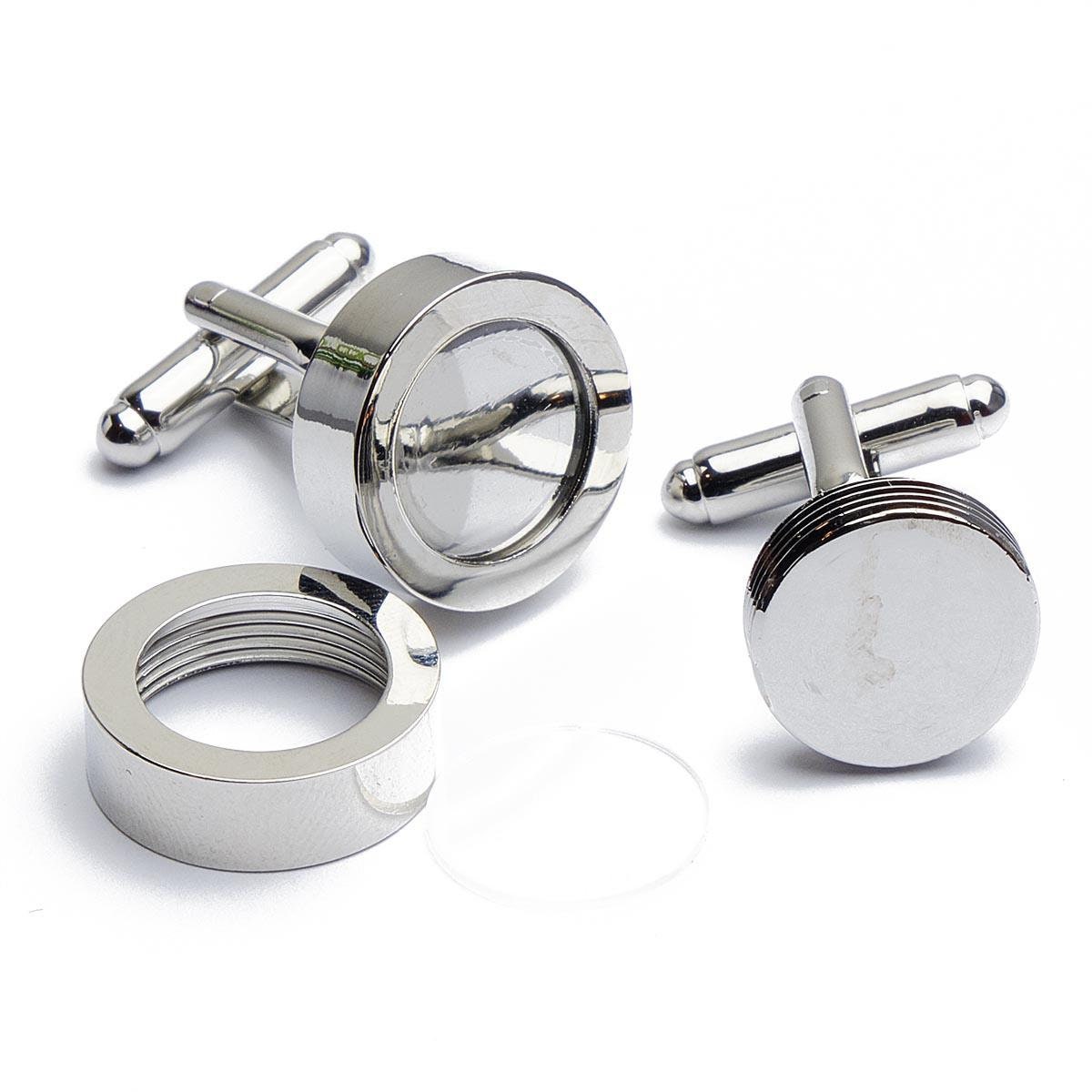 Cufflinks - Interchangeable Photo Screw System Glass Round