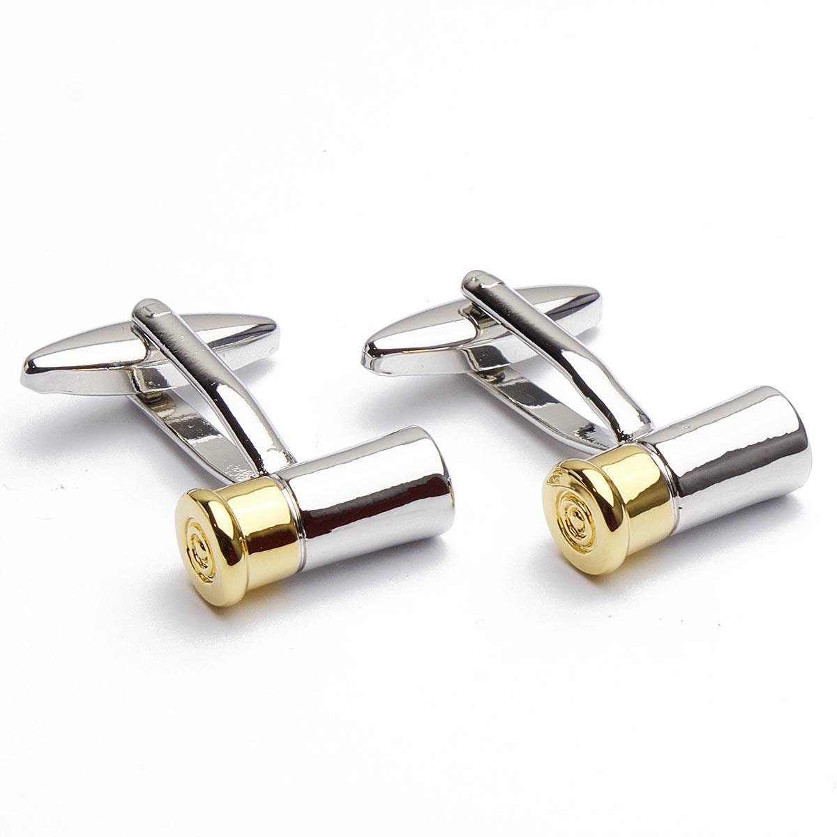 Cufflinks - Bullet Casing Bullet Rifle Gold and Silver