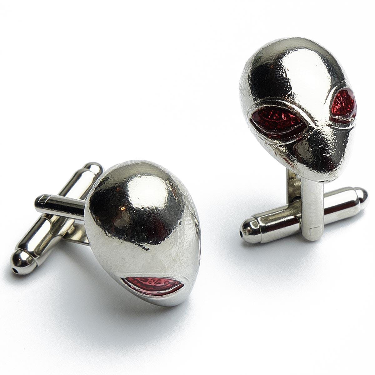 Cufflinks - Alien Silver with Red Eyes