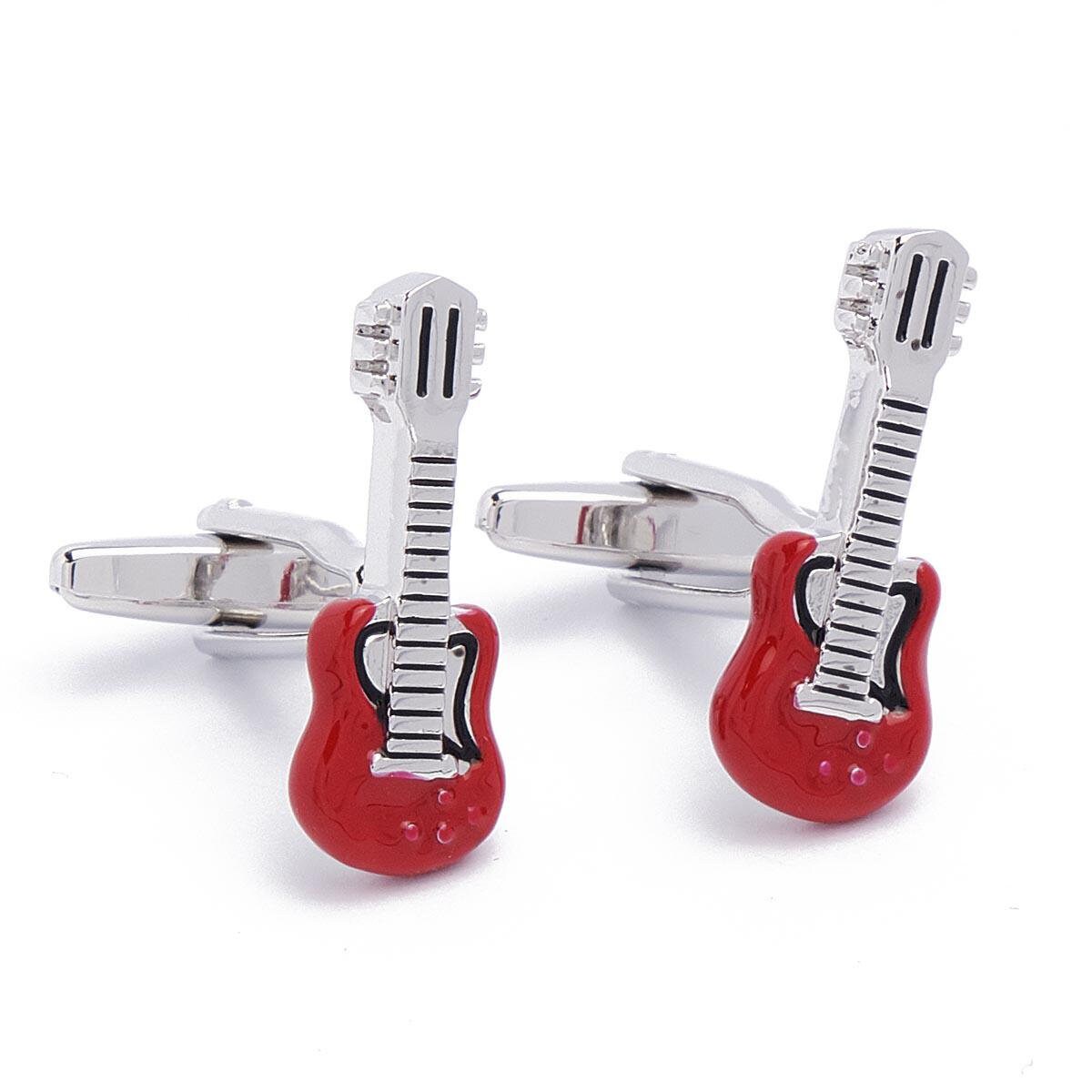 Cufflinks - Guitar Music Red and Silver