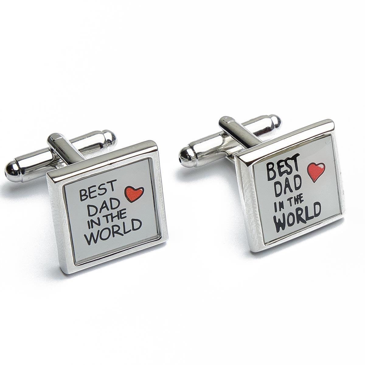Cufflinks - Best Dad in the World Text Black with White