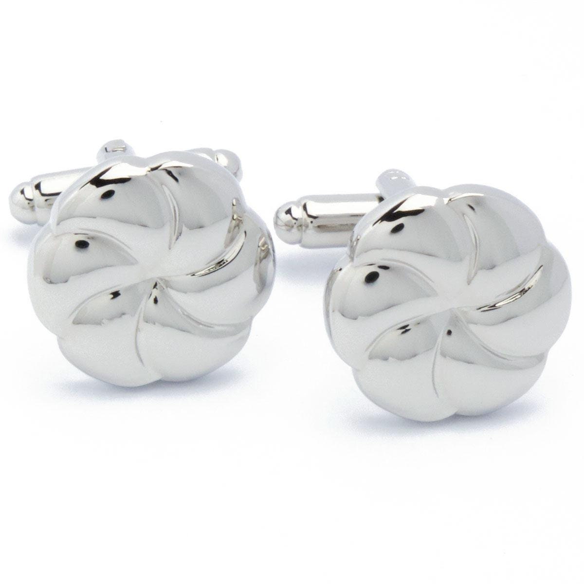 Cufflinks - Flower Round Abstract Silver