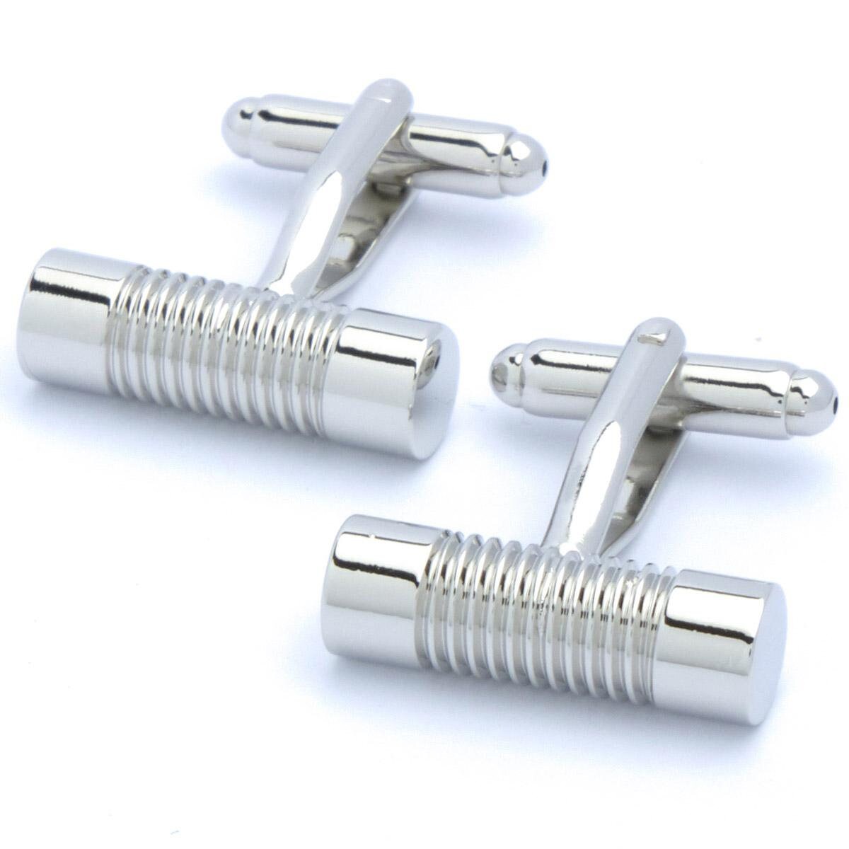 Cufflinks - Cylinder with Grooves in the Middle Piece