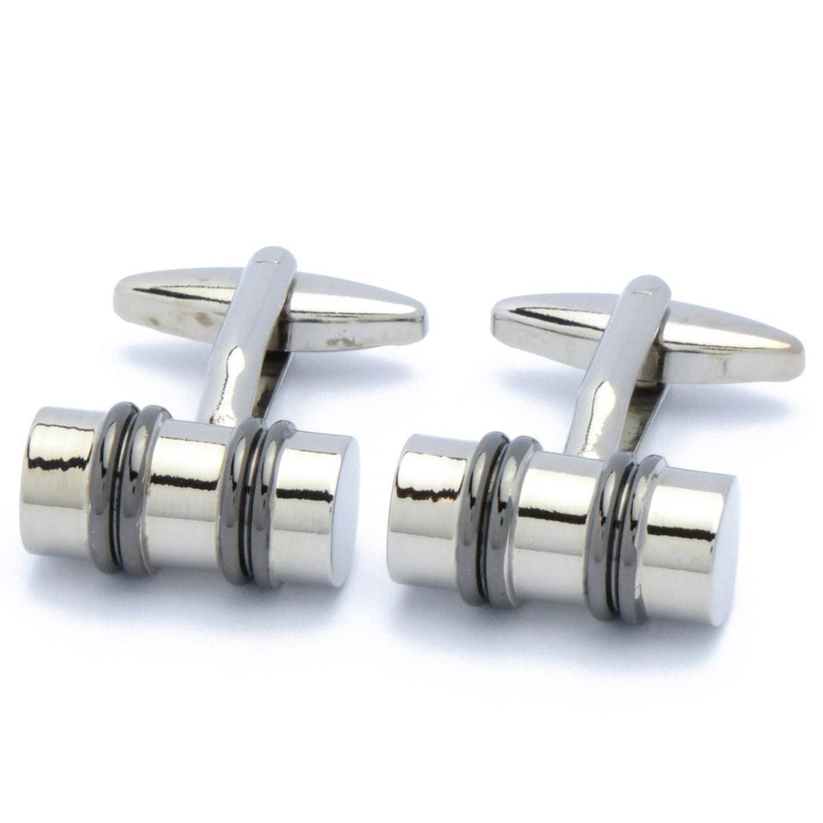 Cufflinks - Cylinder with two straps Silver