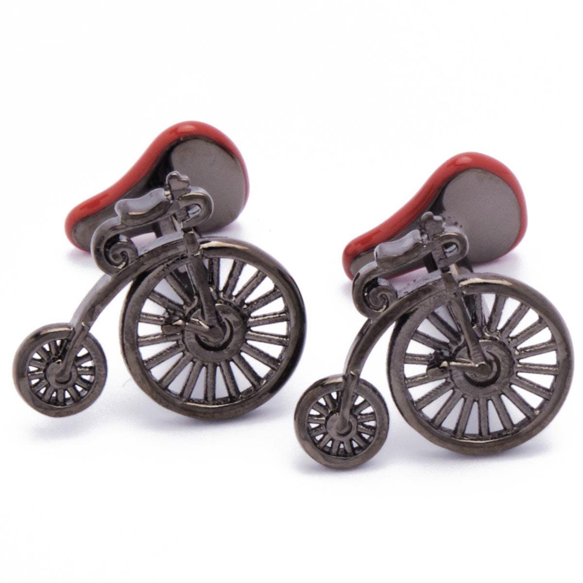 Cufflinks - Unicycle Bicycle Velocipede Metal and Red
