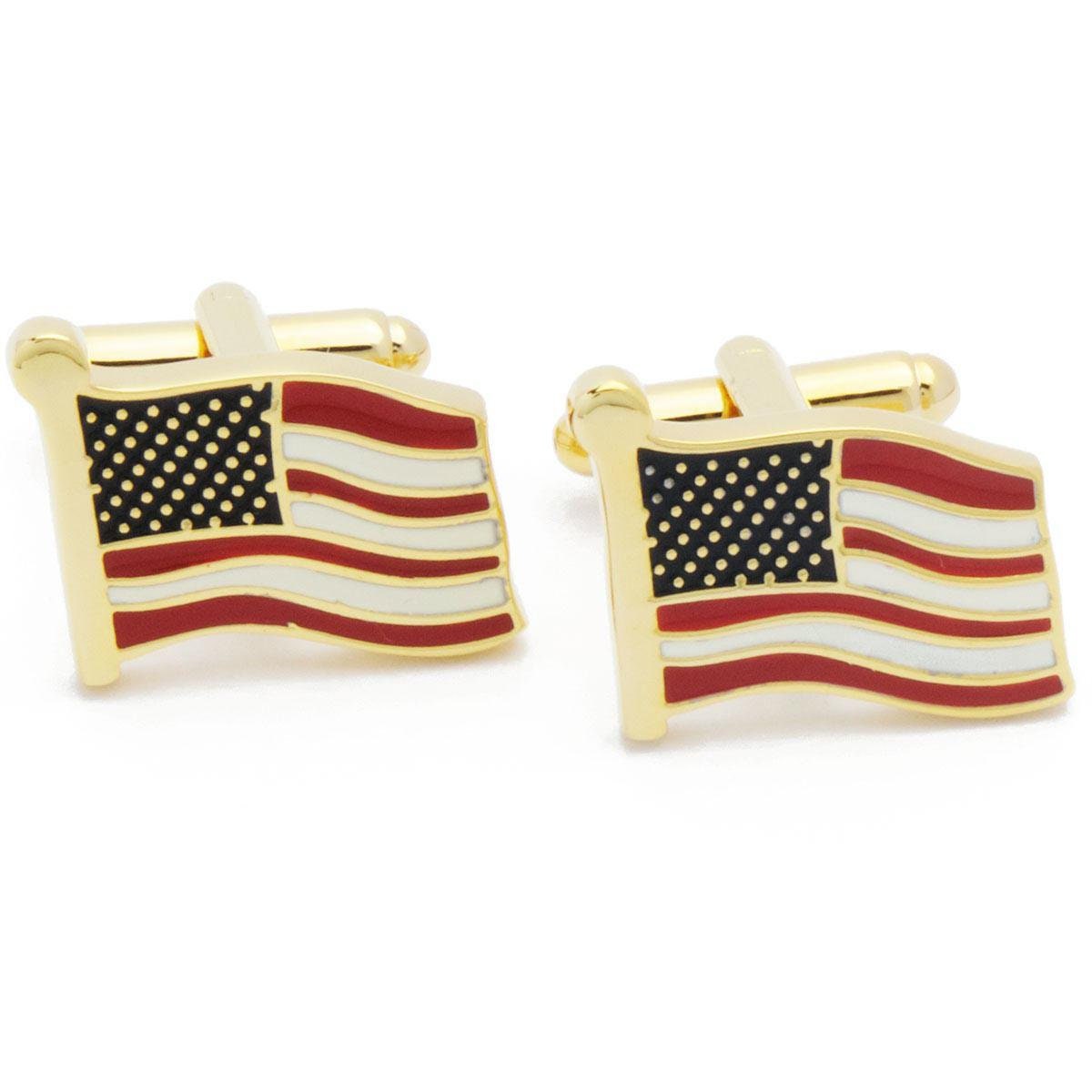 Cufflinks - Flag America USA Gold