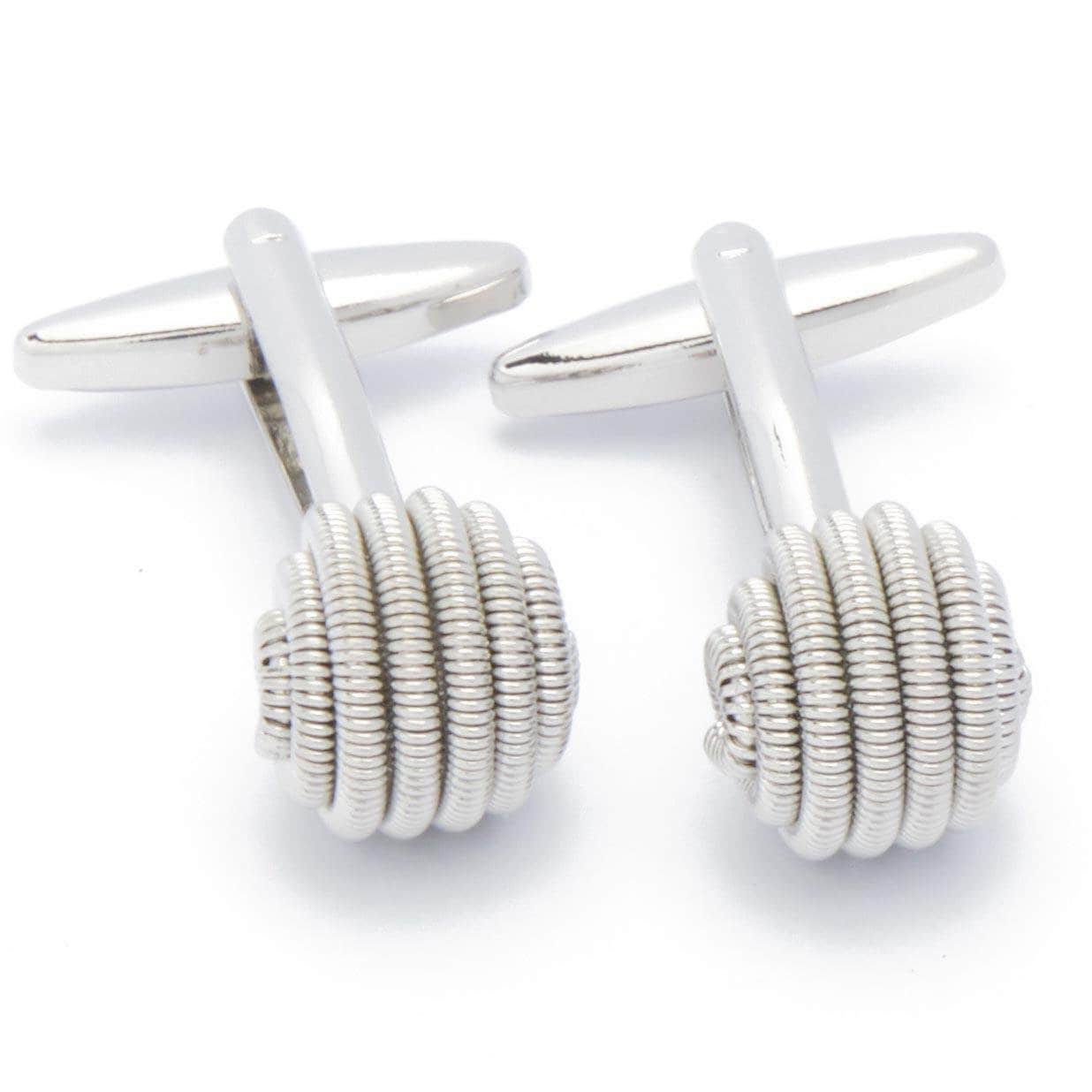 Cufflinks - Round Ball Silver with Pattern