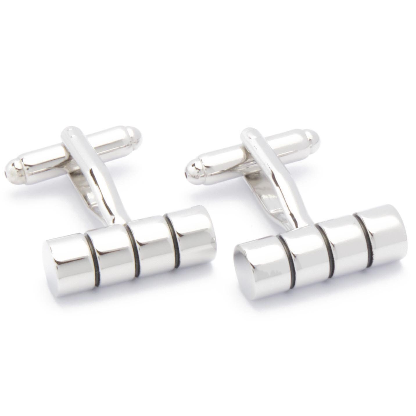 Cufflinks - Cylinder Smooth with Three Grooves