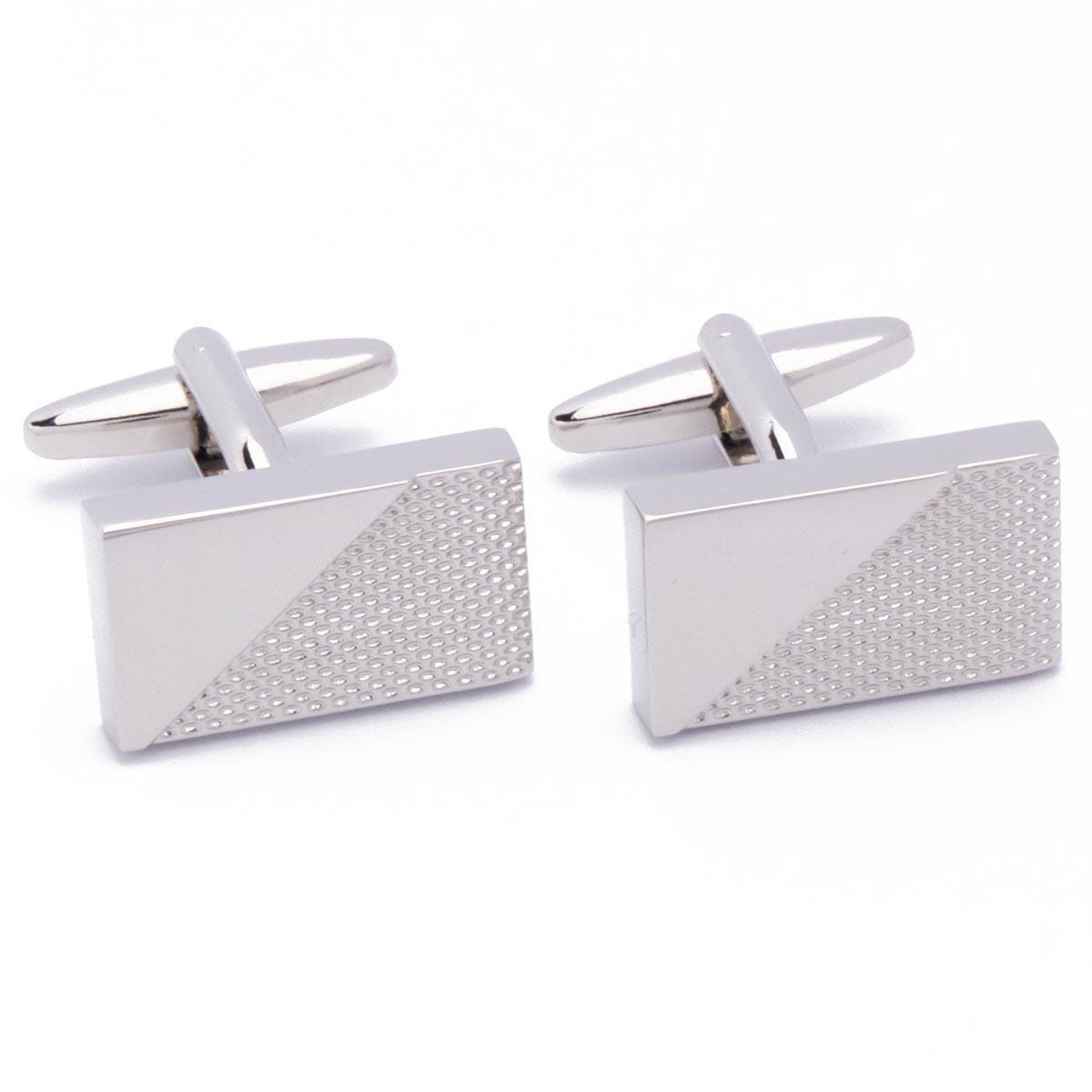 Cufflinks - Silver with Diagonal Solid and Pattern