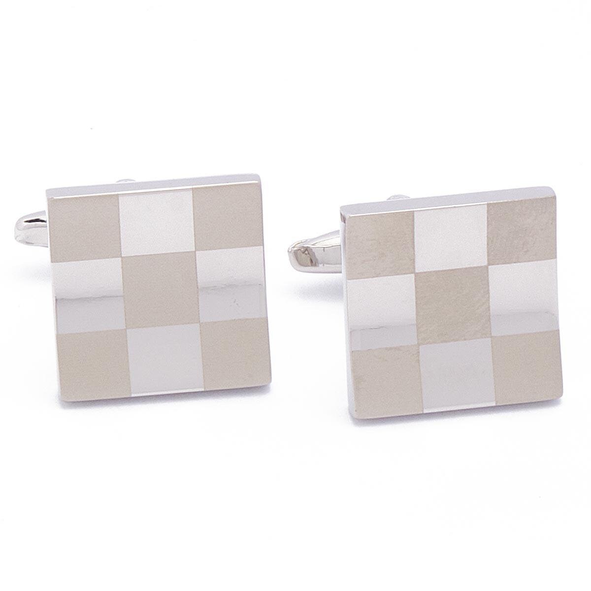 Cufflinks - Silver Square Curved with 9 Compartments