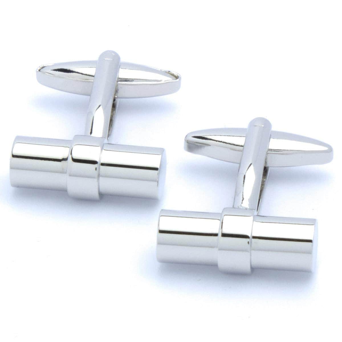 Cufflinks - Cylinder with Upper Middle Silver