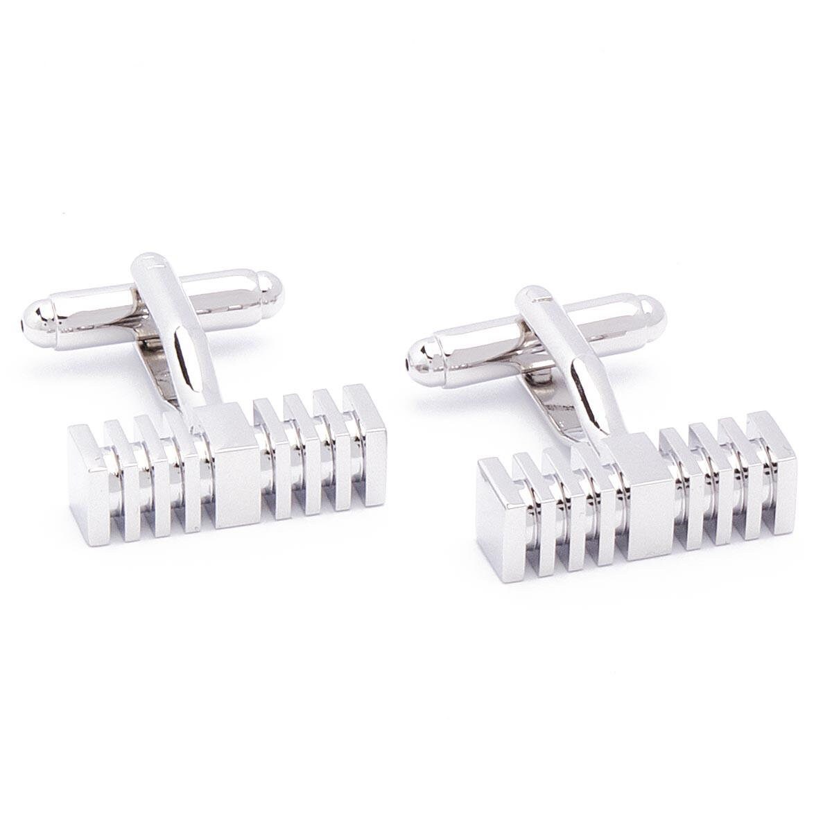 Cufflinks - Design Beam Block Grooves Silver
