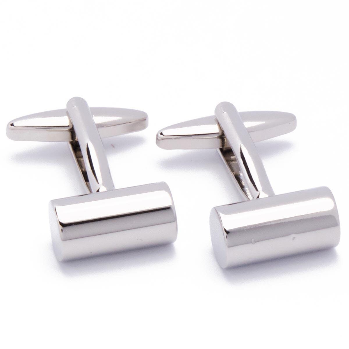 Cufflinks - Cylinder Smooth Silver Tight Wide