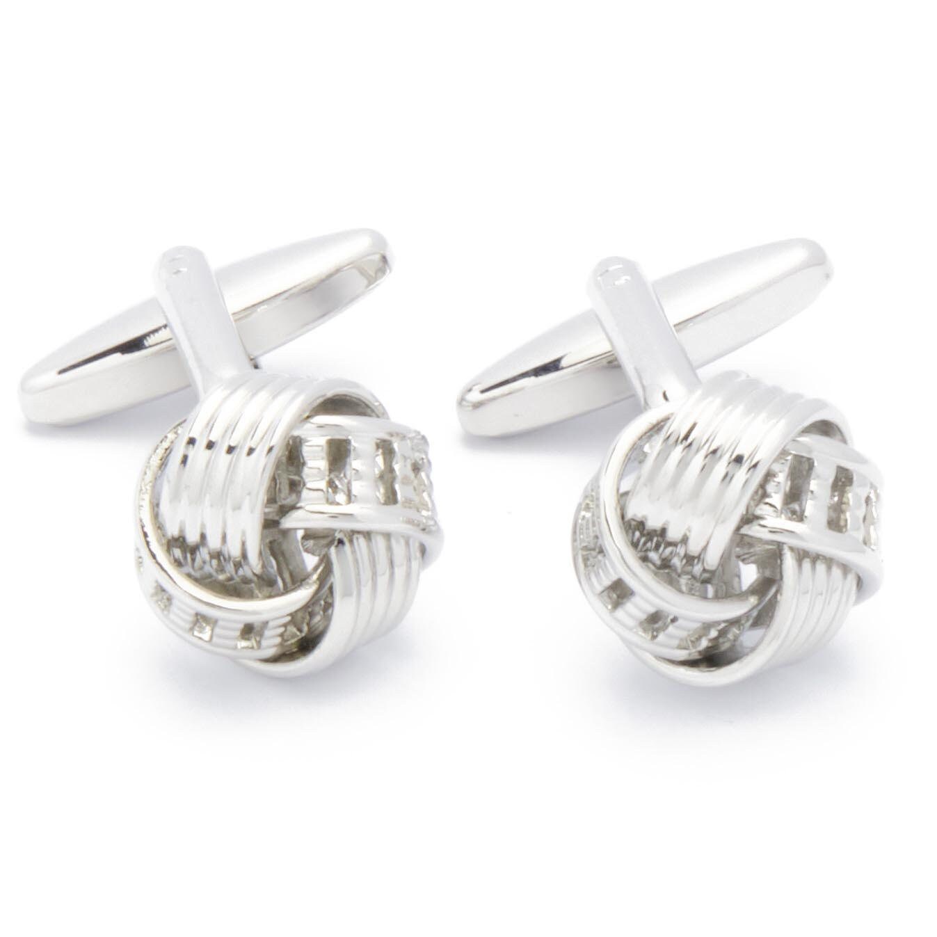 Cufflinks - Silver Button with Four Lanes