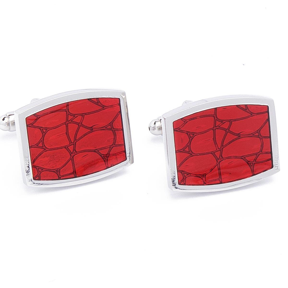 Cufflinks - Red Shiny Asymmetrical Surfaces Rectangular