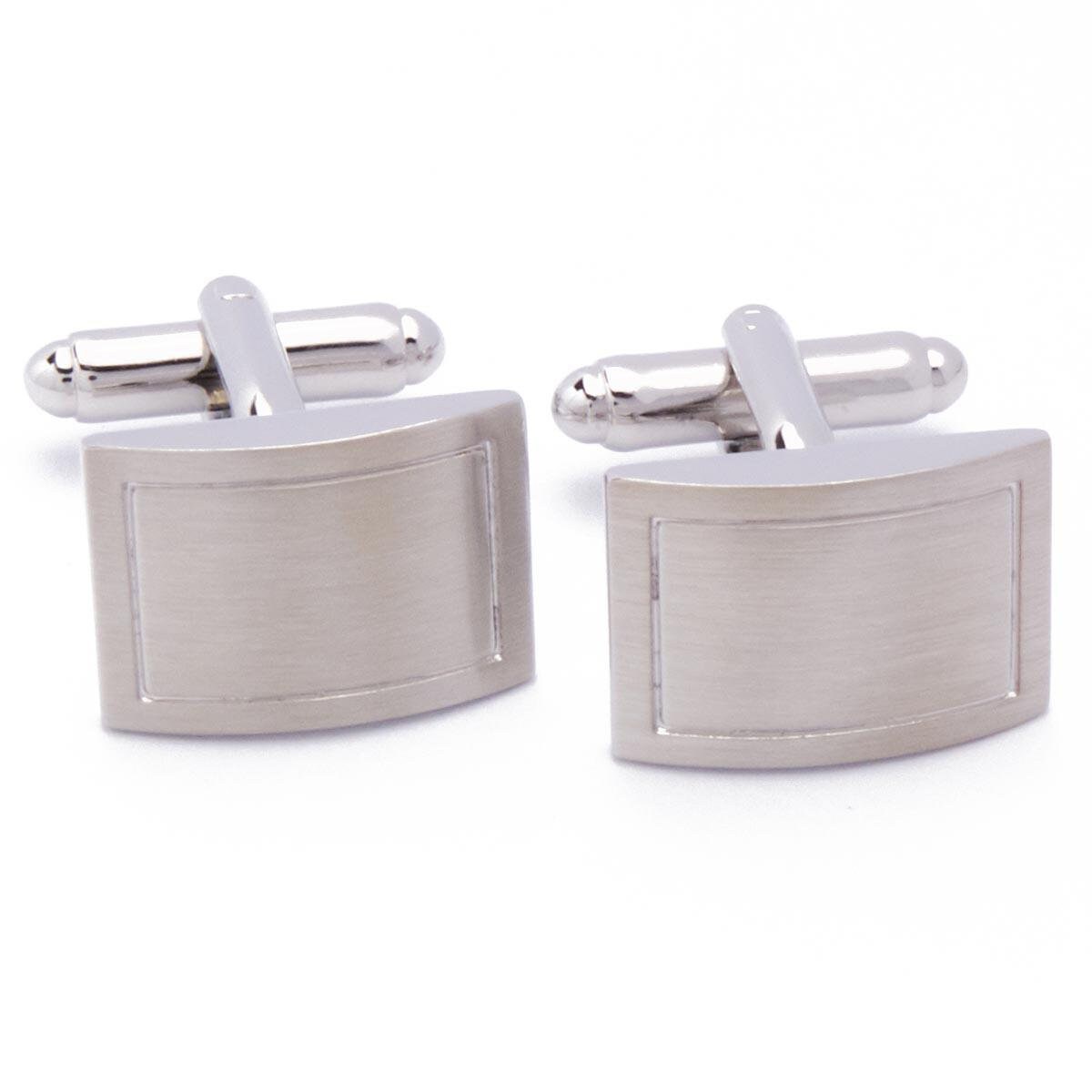 Cufflinks - Rectangular Smooth with Accent Silver