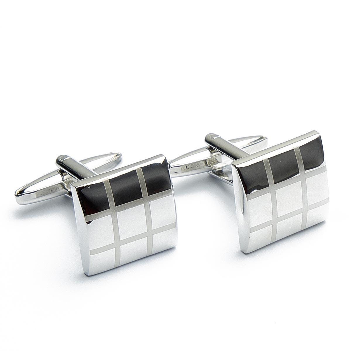 Cufflinks - Silver Square with 9 compartments