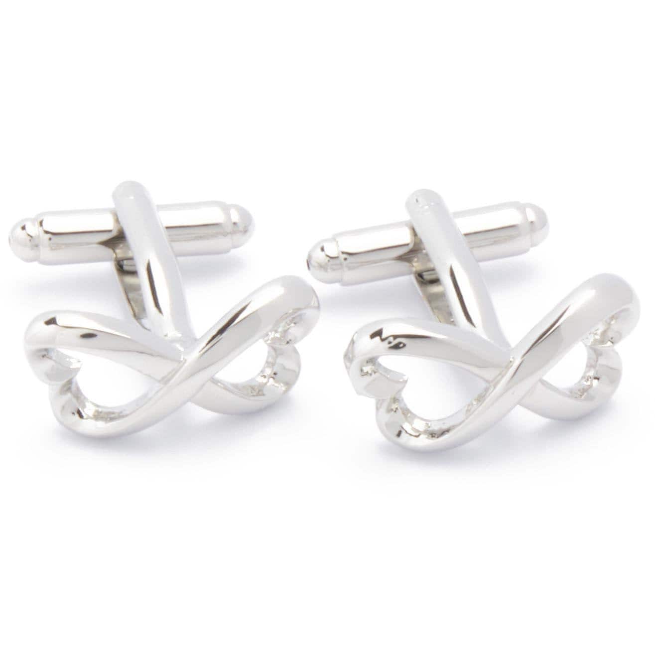 Cufflinks - Bow Hearts Silver