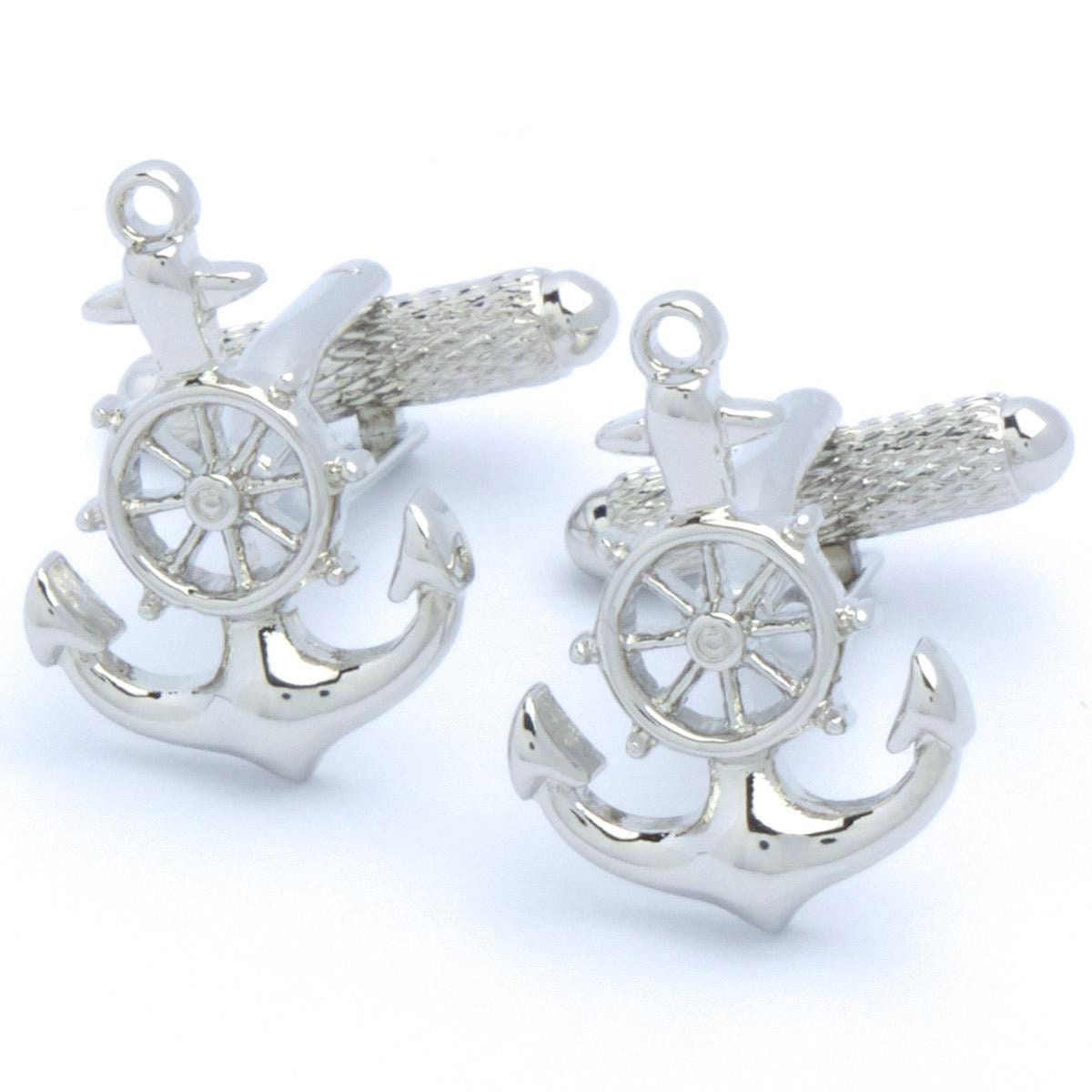 Cufflinks - Anchor with Rudder Detailed