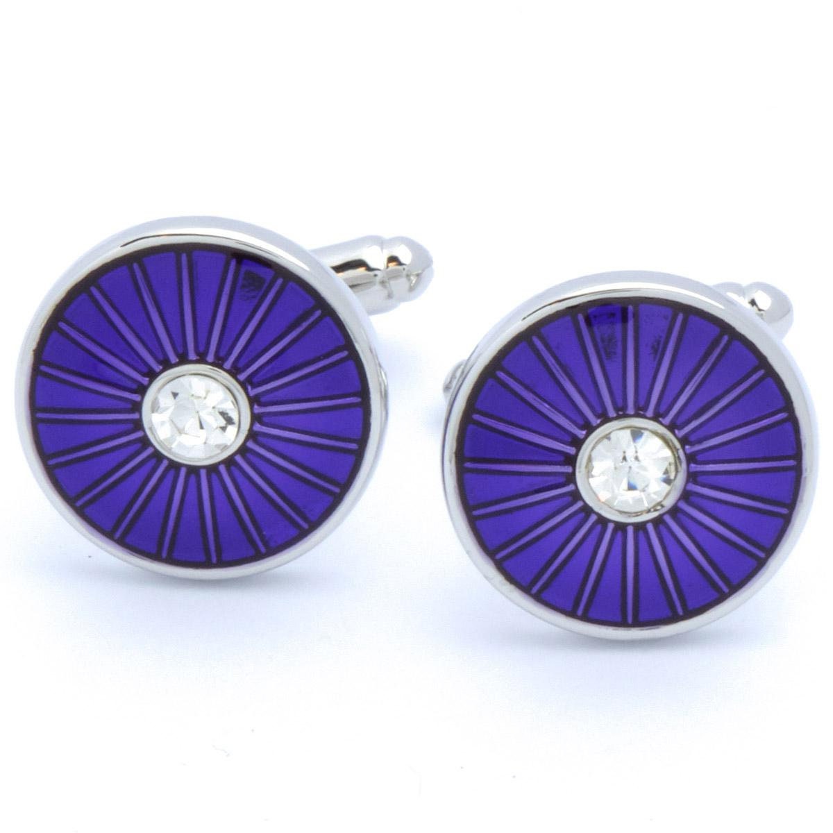 Cufflinks - Purple Round with White Stone