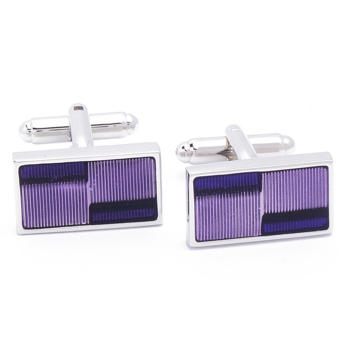 Cufflinks - Purple Shiny Ribs Rectangular