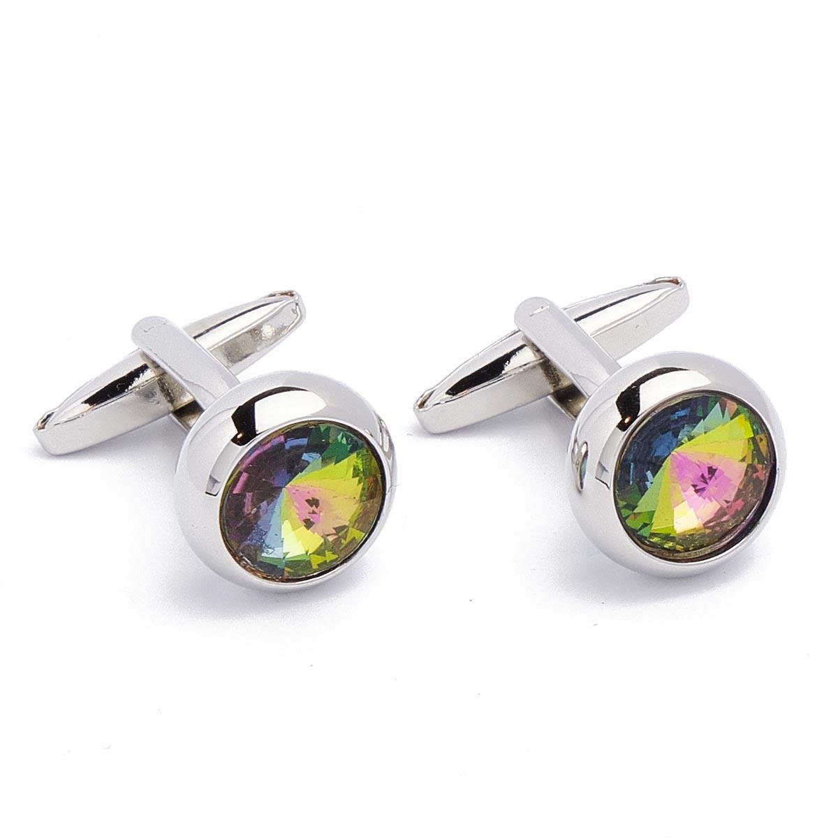 Cufflinks - Crystal All Kinds of Colors Round
