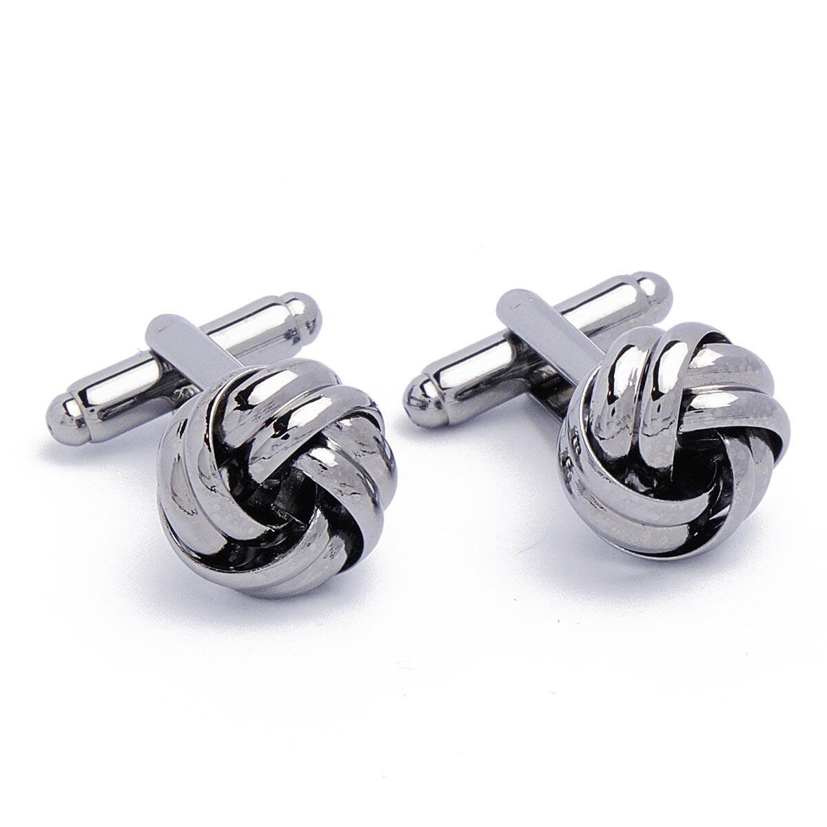 Cufflinks - Button Metal Dark Silver