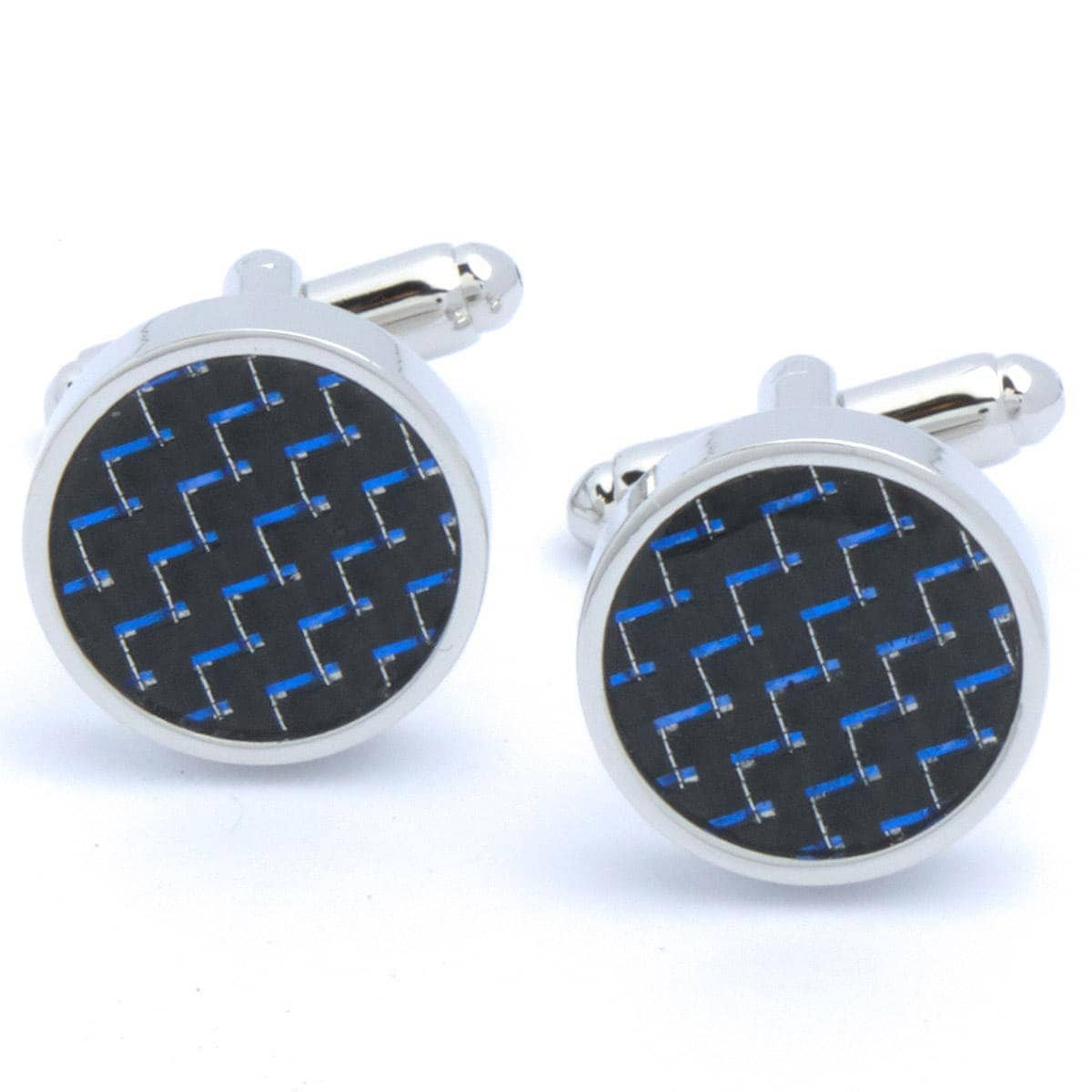 Cufflinks - Blue Gloss Black Round