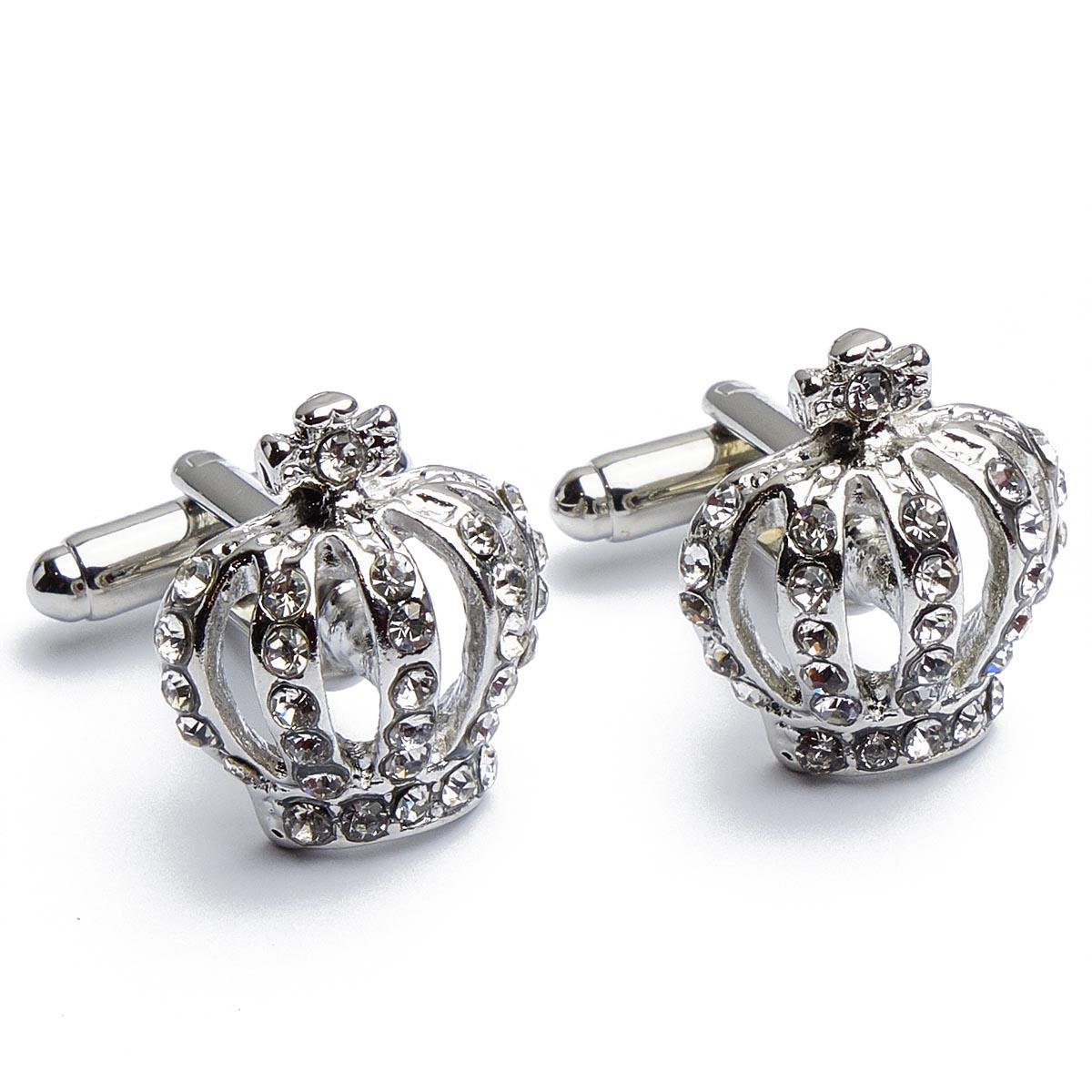 Cufflinks - Crown Queen Silver Diamonds