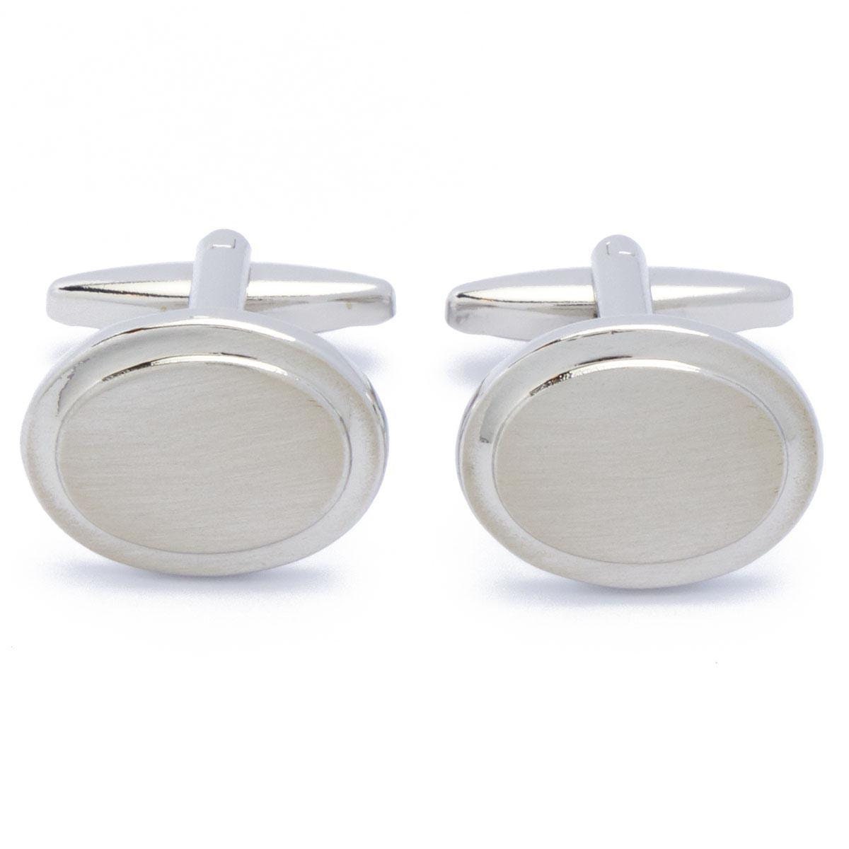 Cufflinks - Oval Silver with Accent in Edge