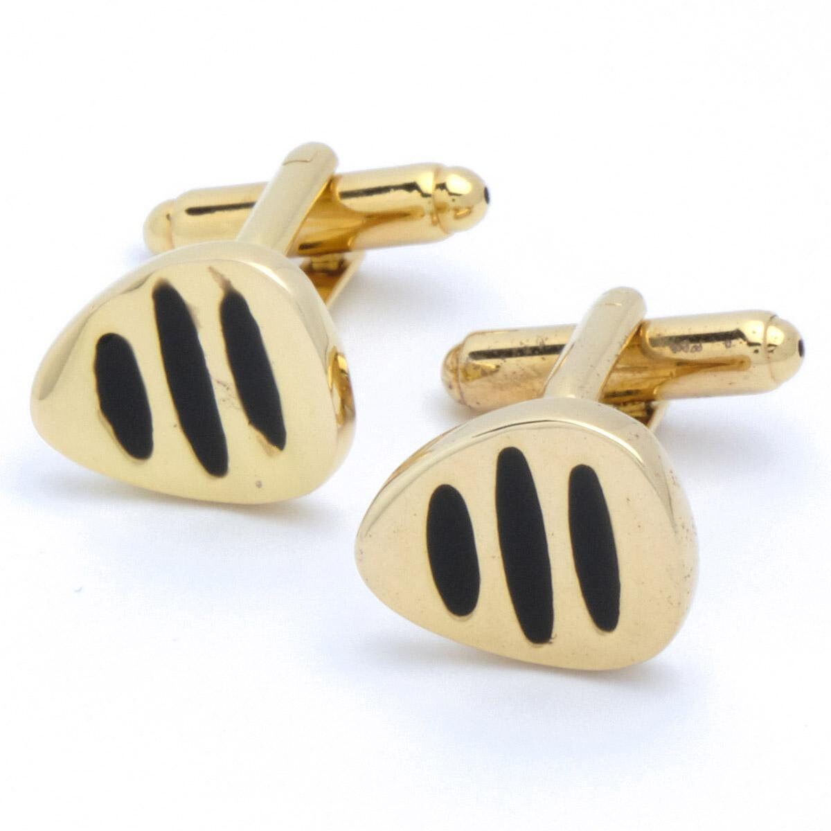 Cufflinks - Gold and Black Enamel Triangular