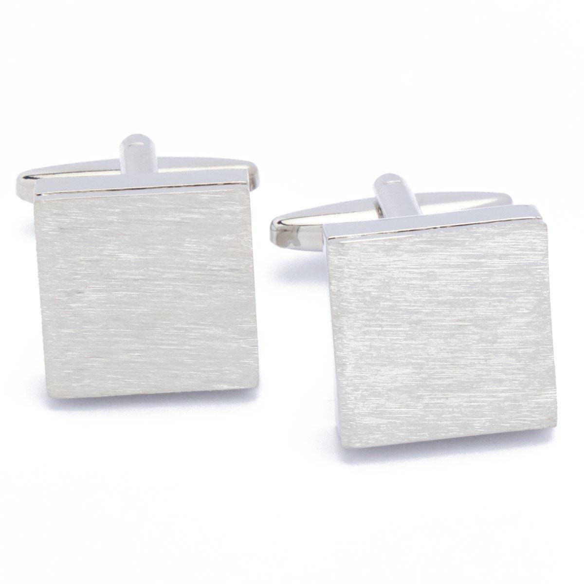 Cufflinks - Square Wood Grain Silver