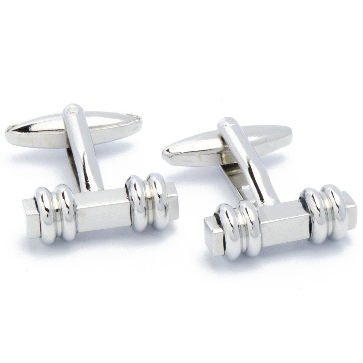 Cufflinks - Bar with Round Rings Silver